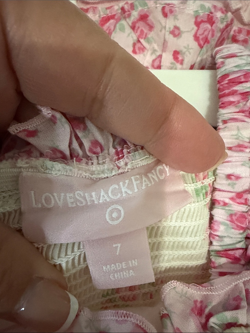 Love Shack Fancy Girls' Pink Ruffled Floral Tiered Dress size 7 - Picture 5 of 5